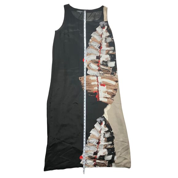 Lafayette 148 Silk Maxi Dress Abstract Print Sleeveless Black Size L - Picture 4 of 8